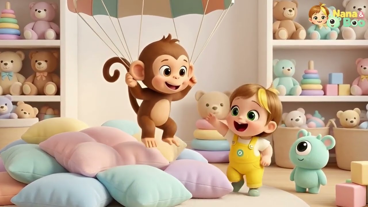 Five Little Monkeys Jumping on the Bed (Nana & Boo) | Nursery Rhymes for Kids