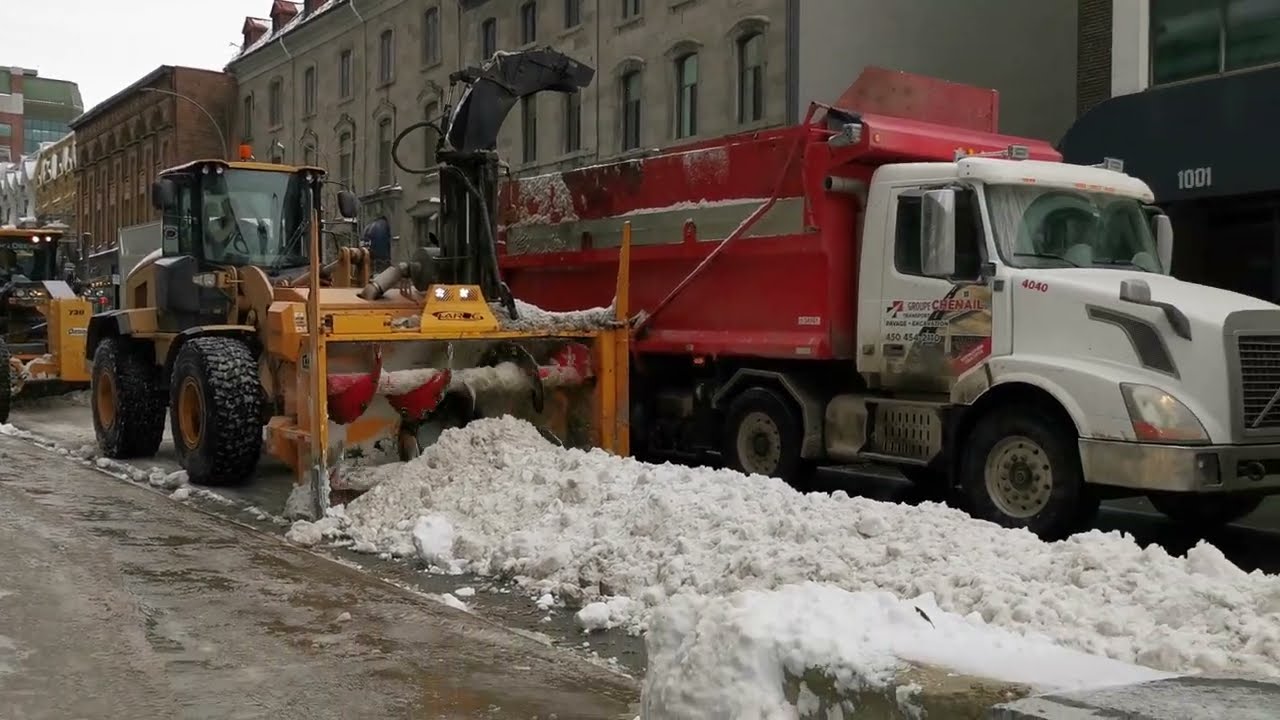 Huge Snow Removal Operation in Ville-Marie, Montreal
