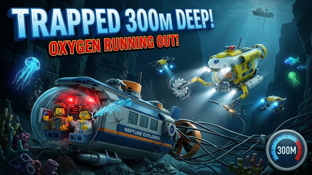 LEGO Submarine TRAPPED! 🔵 300 Meters Deep - Oxygen Running Out! 😱