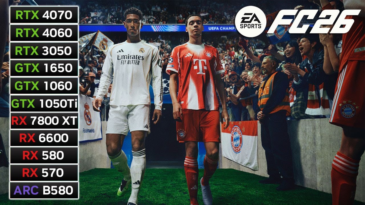 11 GPUs | EA Sports FC 26 | RX 7800 XT, RX 580, RX 570, RTX 4060, RTX 3050, GTX 1650, GTX 1060...