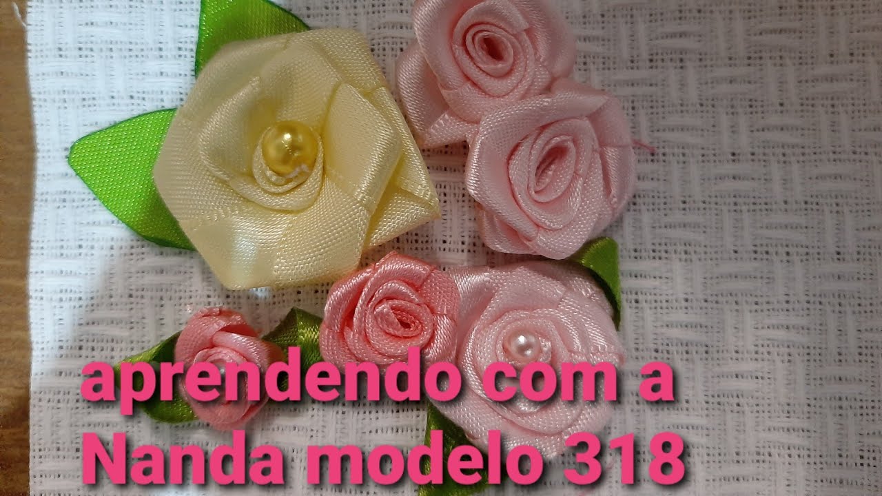 mini rosa rococó de fita de cetim rápido e fácil modelo 316