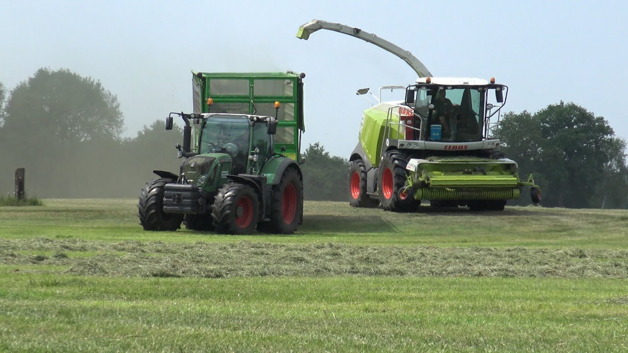 Gras hakselen met Claas Jaguar 940 + Fendt 714 & 716 Vario met Joskin Silo-Space 20-40 (2017)