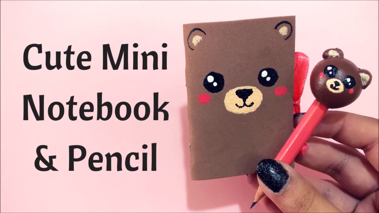 DIY kawaii bear Mini notebook and pencil || Back to school crafts