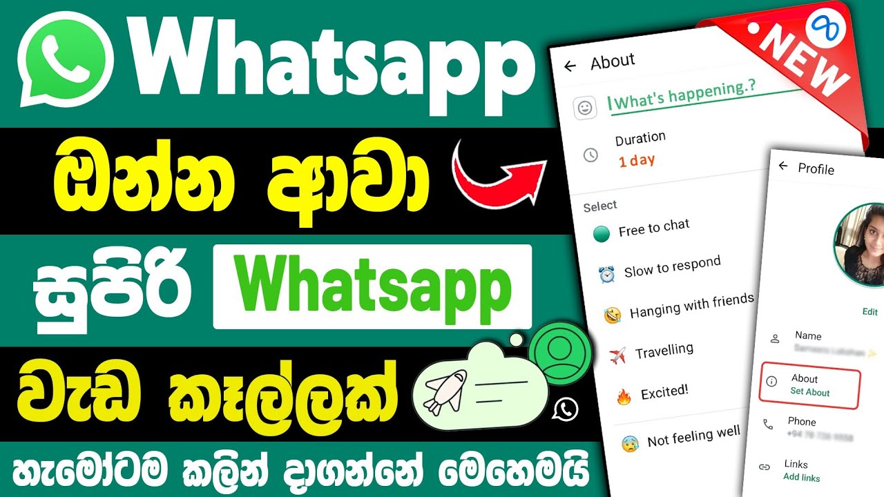 WhatsApp New About Update in Sinhala | Set Timer for About Status ⏰