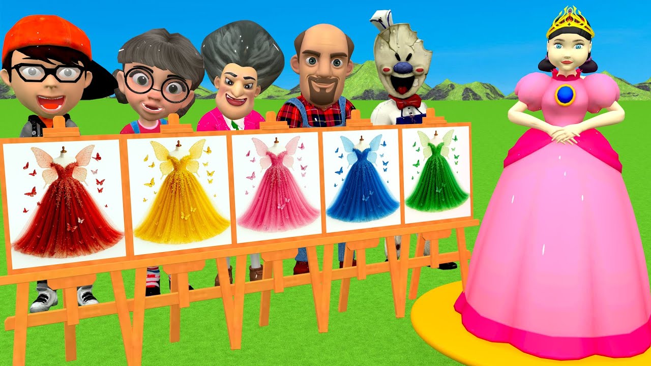 Scary Teacher 3D vs Squid Game Choose Beautiful Princess Dress vs Dressing Room 5 Times Challenger