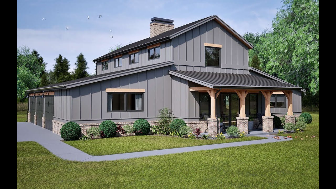 3 BED 2 BATH BARNDOMINIUM HOUSE PLAN WITH 3 CAR GARAGE