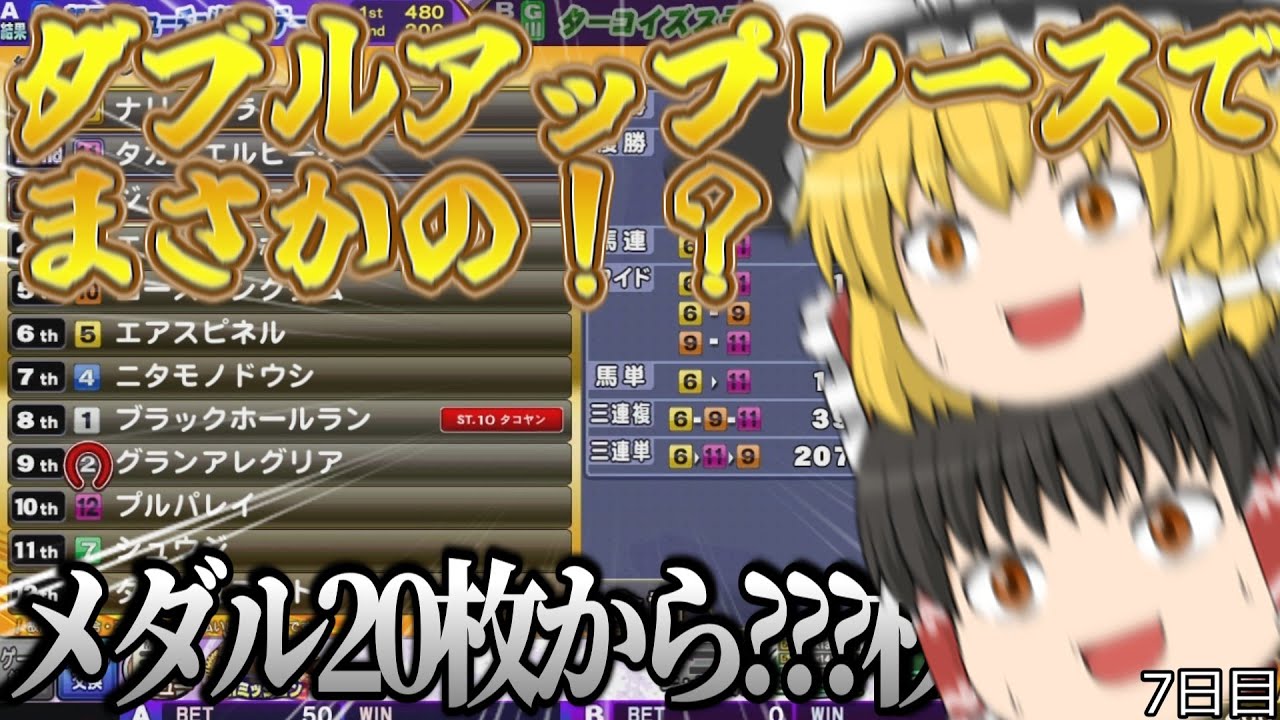 G1クラシック20枚から???枚！？ダブルアップレースでまさかの大当り！？7日目【コナステ】【メダルゲーム】【G1クラシック】