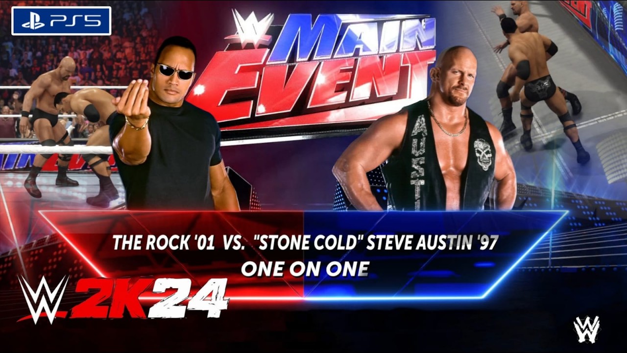 WWE 2K24 - The Rock vs. Stone Cold - hellish battle INFERNO Match Gameplay | PS5™ Pro [4K60]
