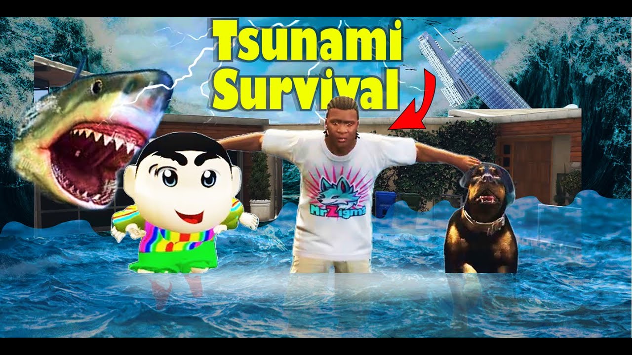 GTA 5 : SHINCHAN & FRANKLIN SURVIVES BIGGEST TSUNAMI IN GTA 5 | MALAYALAM | ROLEPLAY |