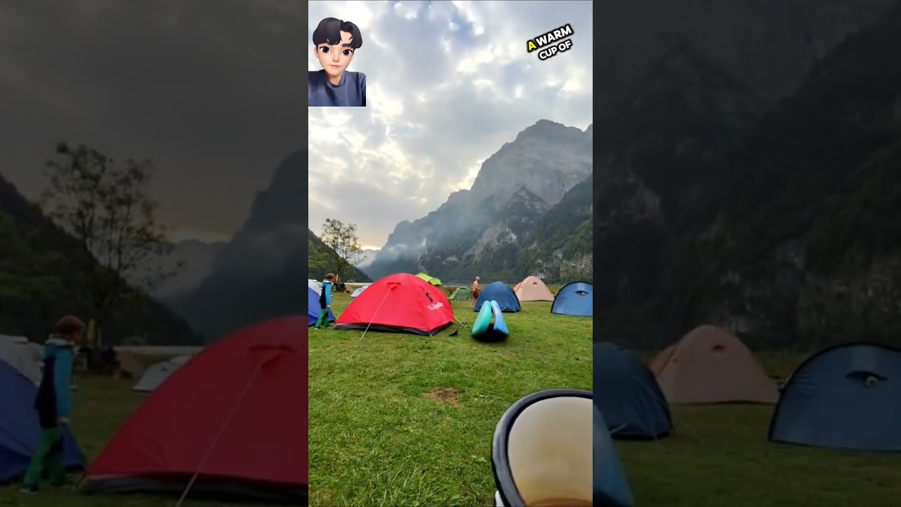 Relaxing Forest Camping: Enjoying Morning Coffee with a Stunning View#nature#forestcamping
