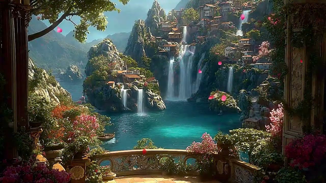 Royal Palace Garden Sounds | Peaceful Fountain Flow, Birds Singing and Calm Nature Ambience