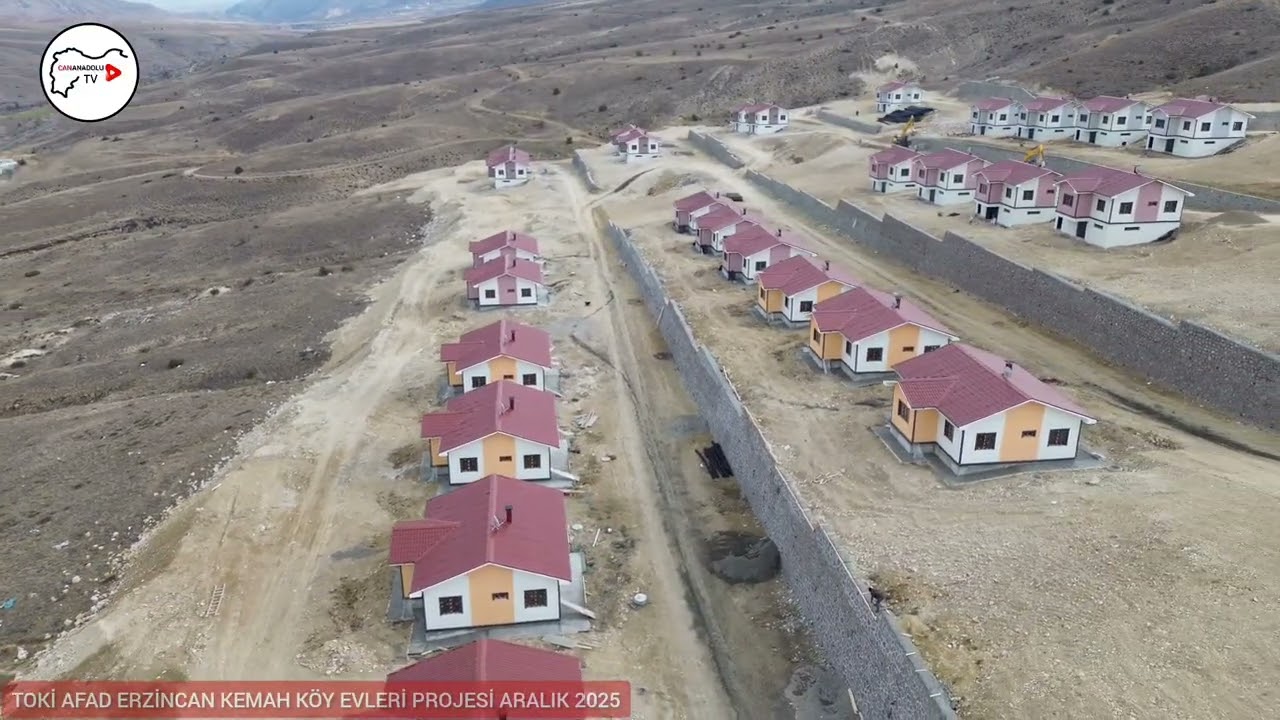 Erzincan Kemah TOKİ – AFAD Köy Evleri Drone Çekimi | %70 Tamamlandı | Aralık 2025