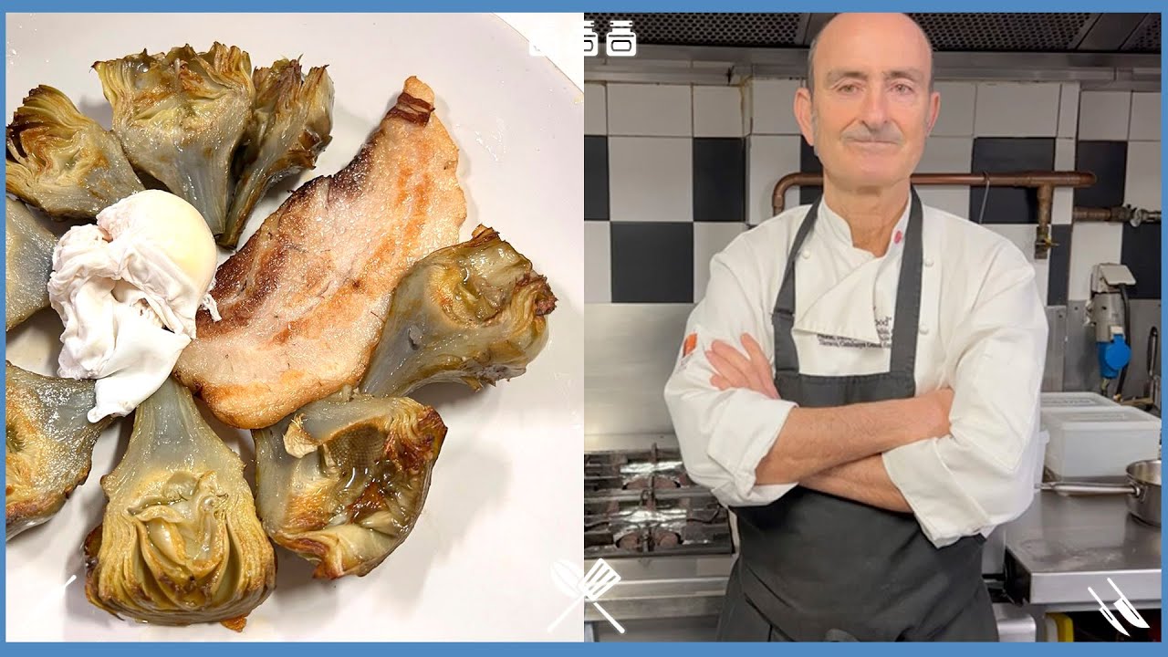 Carxofes amb cansalada i ou 'poché'