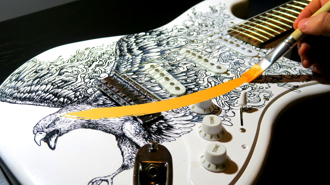 Custom Painted Guitar 🎸🎨 (sAtIsFYinG) *doodle edition*