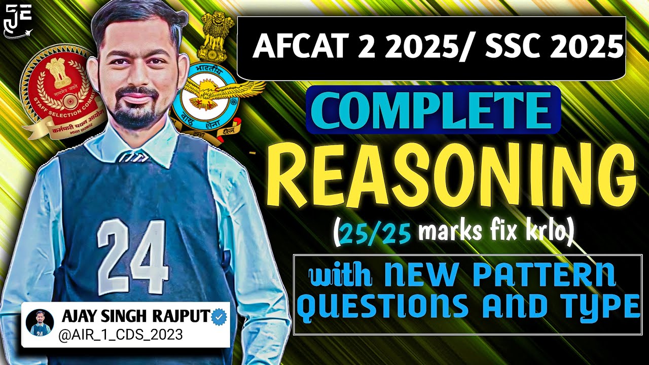 Complete Reasoning In One Shot ||  AFCAT 2 2025 || Every Type || By CDS AIR 1 || 75 Marks Fix Karlo