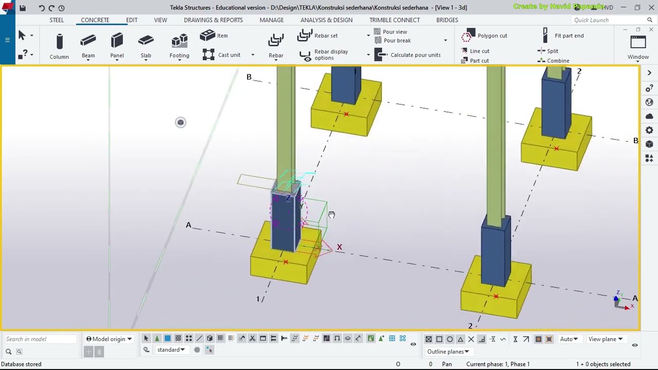 Cara membuat sambungan base palte di tekla structure