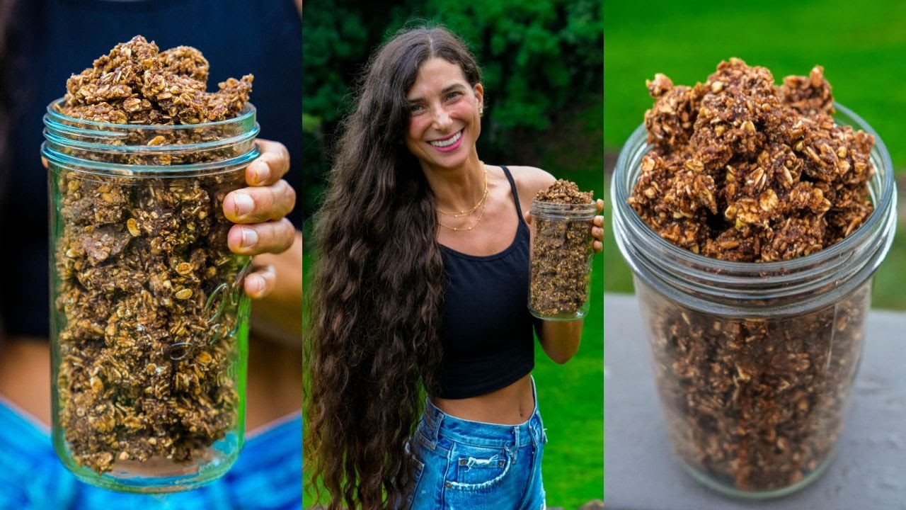 Лучшая сыроедческая веганская гранола 🌱 Без орехов, без масла, богатая белком, большая гроздь и д...