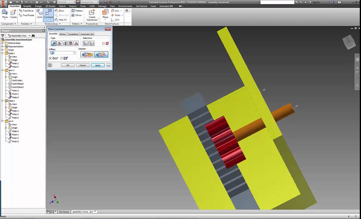 Inventor 2015 - Assembly Movements