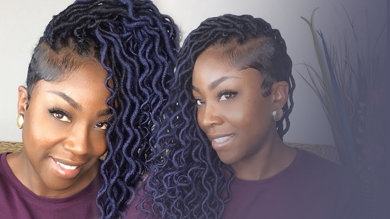 How to Crochet Ombre Blue Wavy Faux Locs {tapered sides}