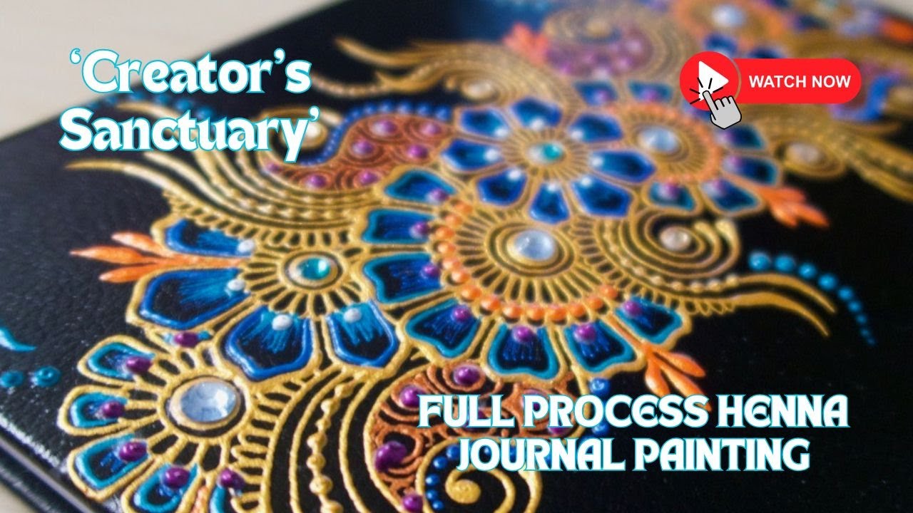 Henna-Inspired Hand-painted Journal Using Acrylic Paint Cones | Art Process Video | Relaxing Art ✨