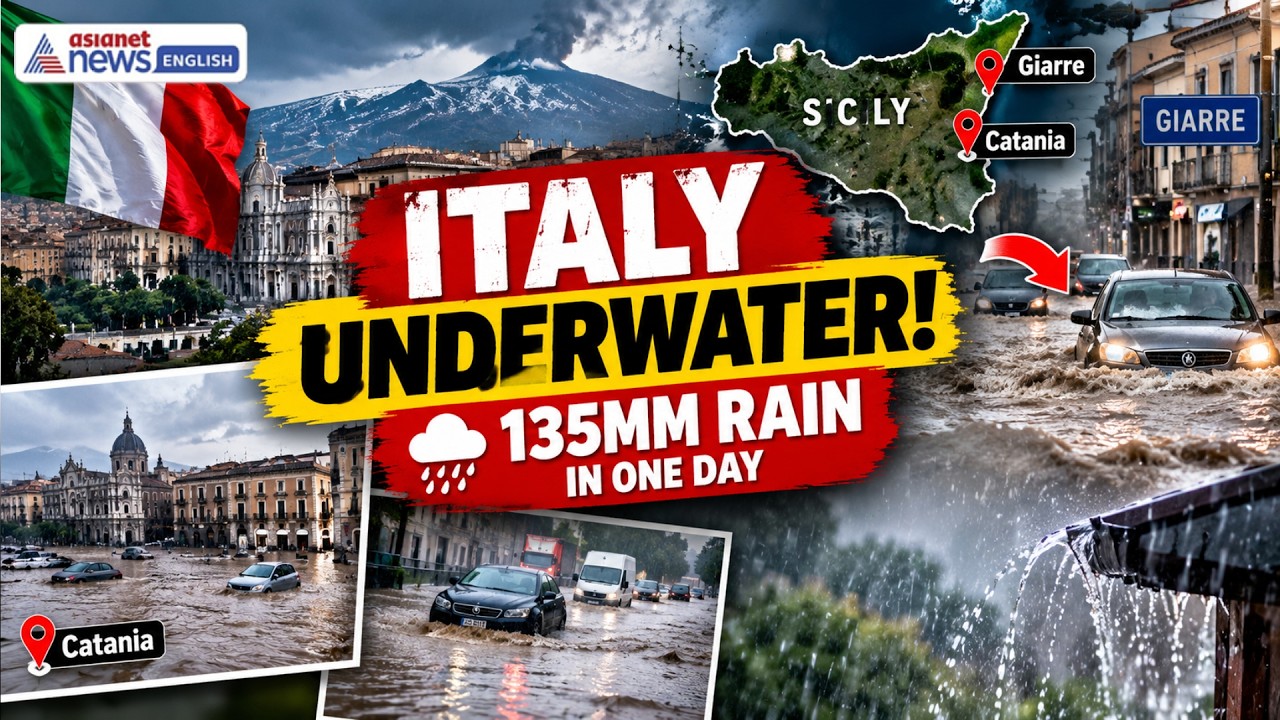 Italy Flood Fury: Catania & Giarre Hit by Torrential Rain, 135mm Recorded in One Day | World News