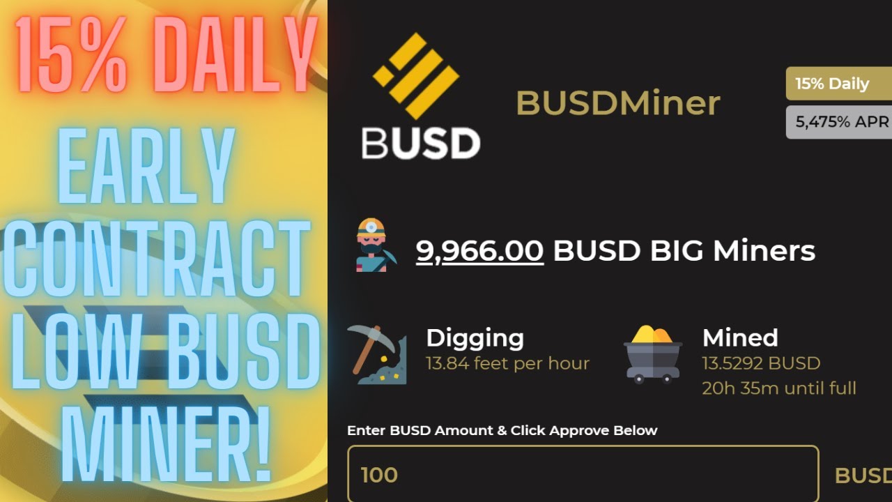 NEW 15% DAILY BUSD MINER! SUPER LOW CONTRACT!