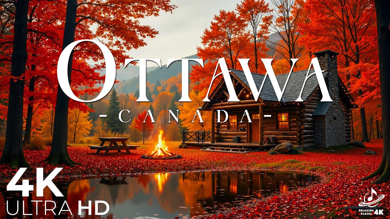 Осенняя Оттава 4K UltraHD 🍁 Канал Ридо, Парламентский холм, парк Гатино