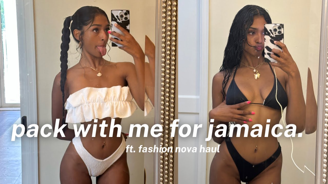 pack + prep with me for JAMAICA! Fashion Nova Haul, styling  colorful outfits, trendy 2023 swimwear