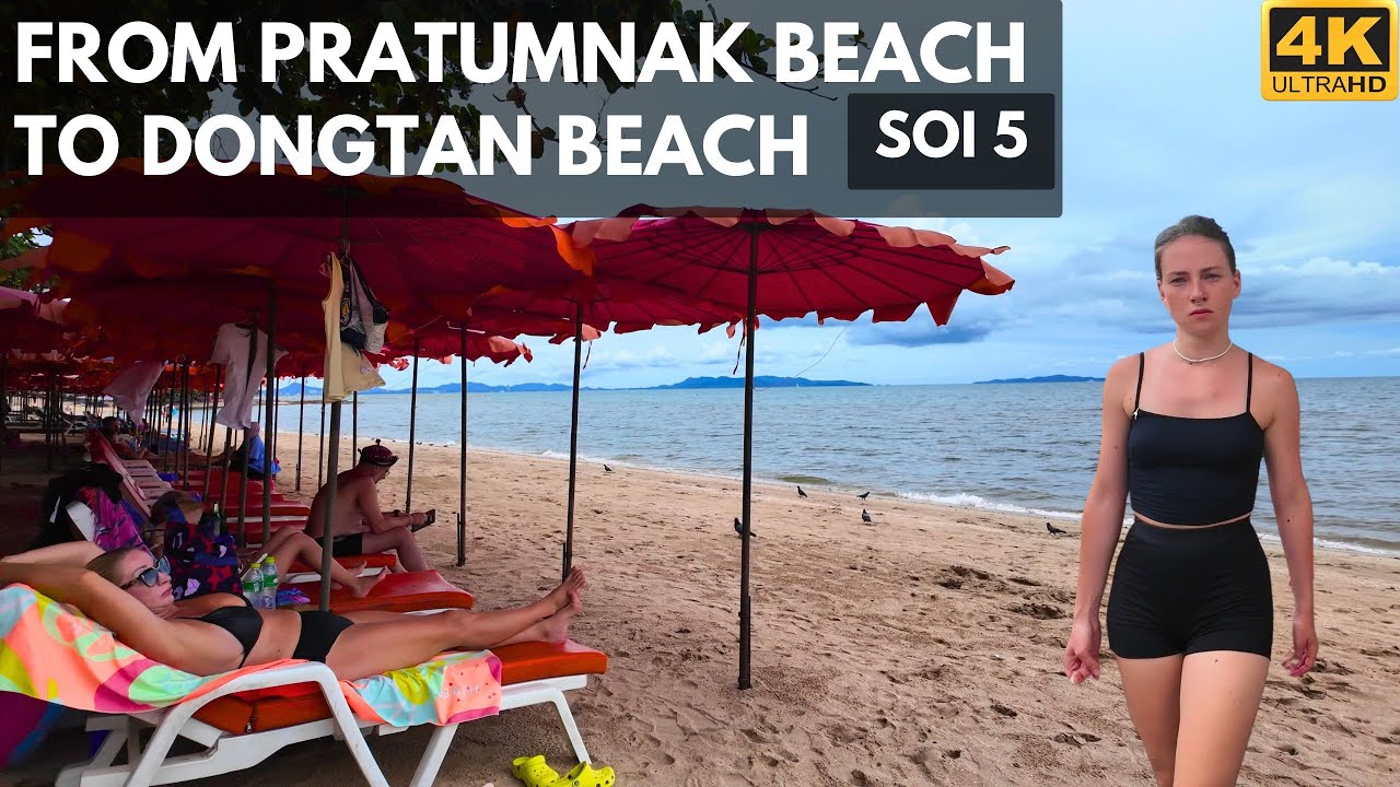 WALK ALONG PRATUMNAK BEACH AND DONGTAN BEACH. PATTAYA, THAILAND 2024