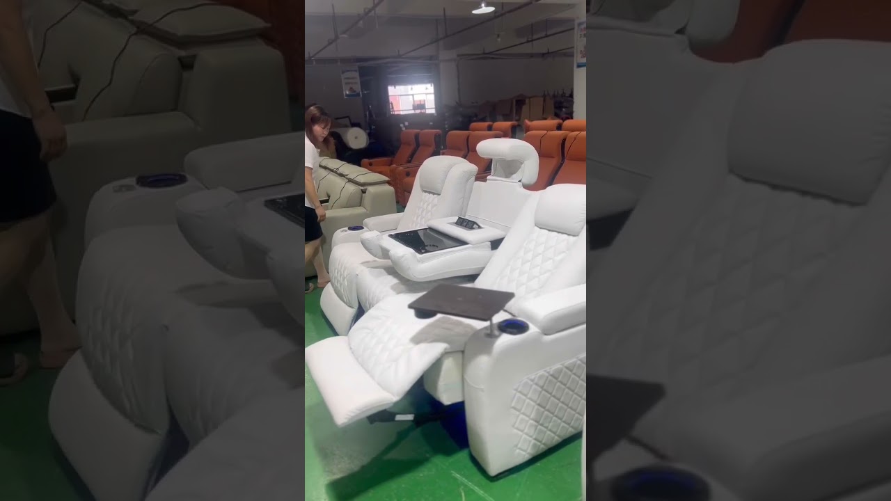 White color genuine leather Tuscany chair with folding table