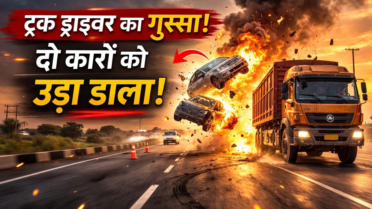 ट्रक ड्राइवर का गुस्सा 7 में आसमान पर दो कर वालों को उड़ा डाला।