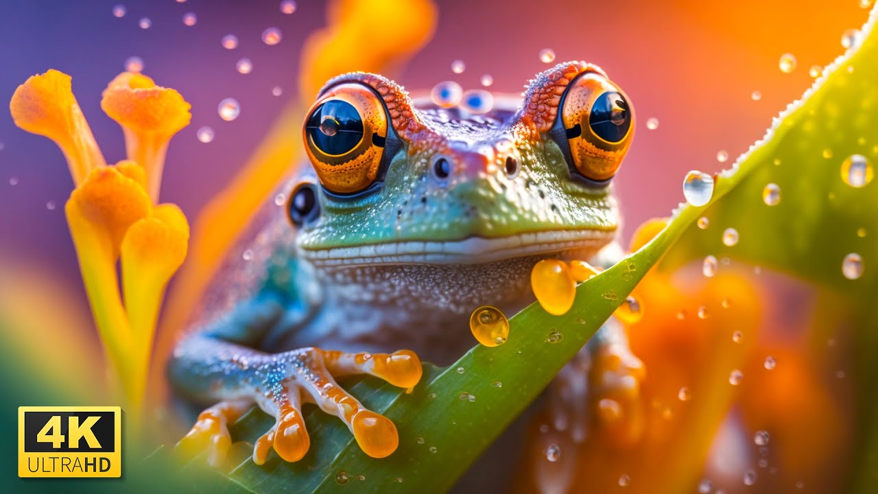 Discover the Wonders of Colorful Frogs in 4K UHD with Relaxing Music