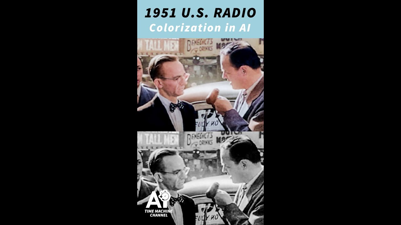 1951 radio station in New York [AI colorized 60fps #shorts ]
