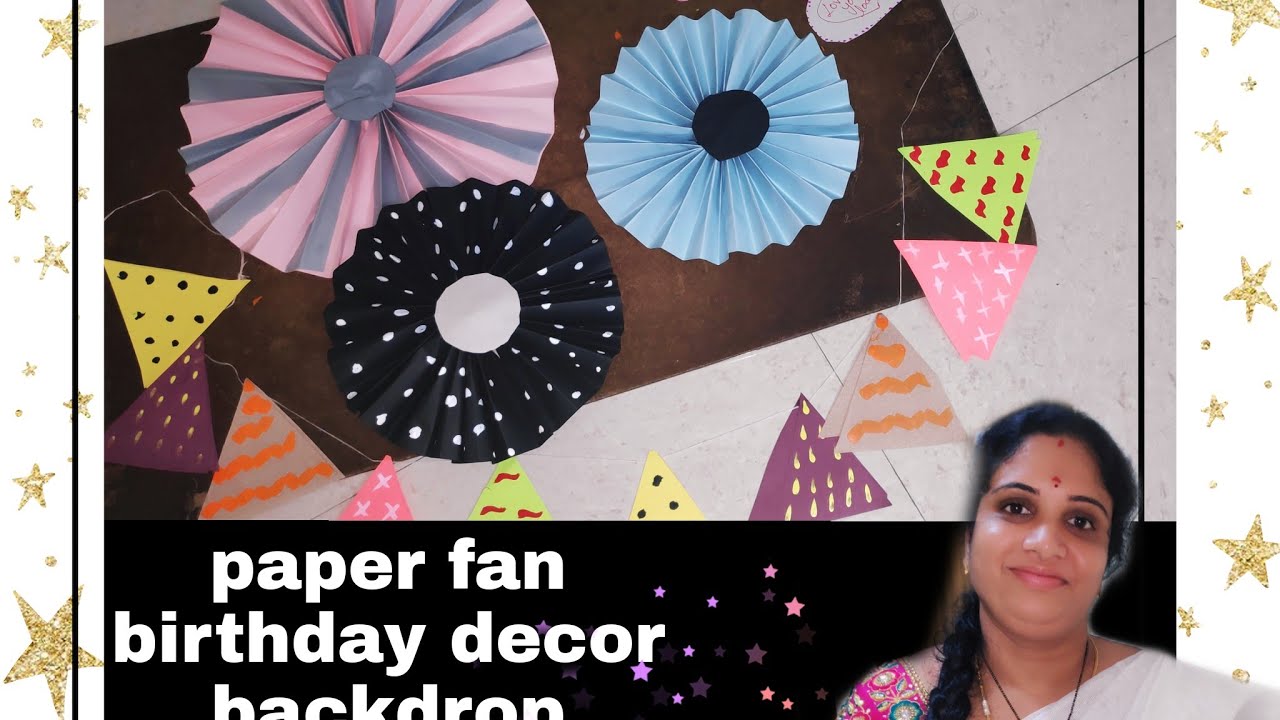 DIY|Backdrop ideas for birthday|paper fan birthday decor||pre birthday vlog|easy decor ideas at home