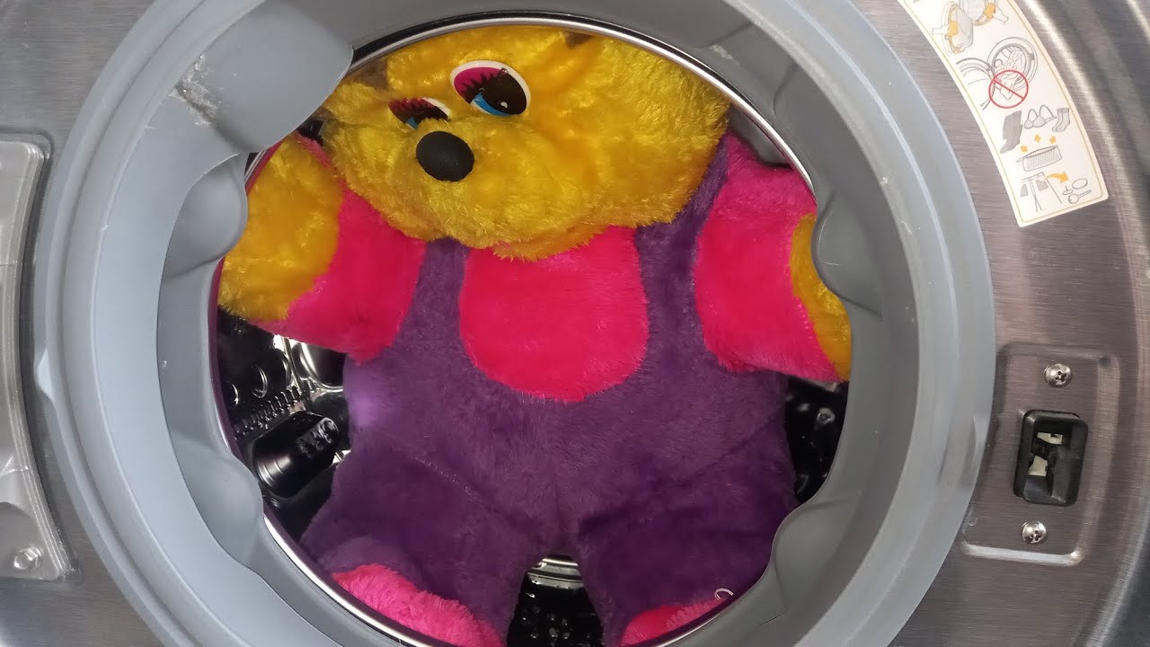 Стирка плюшевого мишки на программе хлопок 40⁰ (отжим на сервисном тесте)