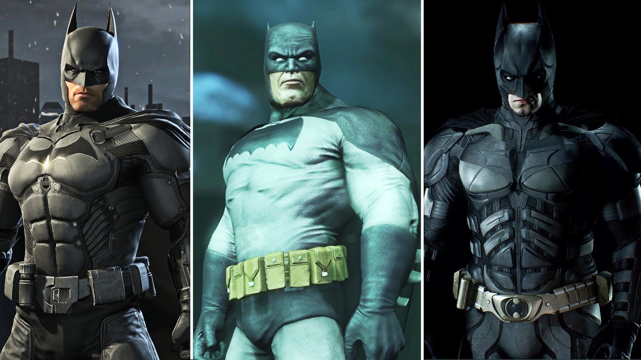ALL 47 BATMAN SUITS in Batman Arkham Games (Arkham Asylum/Arkham City/Arkham Origins/Arkham Knight)