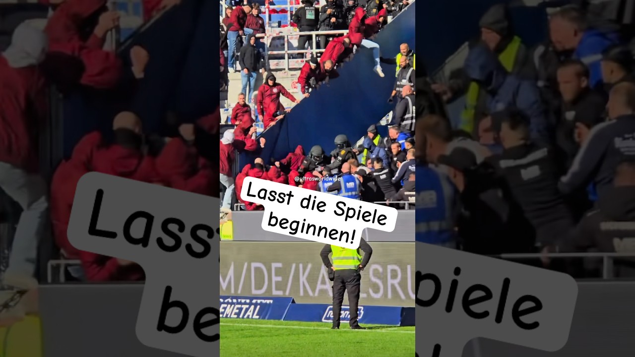 Im Spiel Kaiserslautern vs Karlsruher SC kam es zu kleinen Scharm&uuml;tzeln mit der Polizei #fck #ksc
