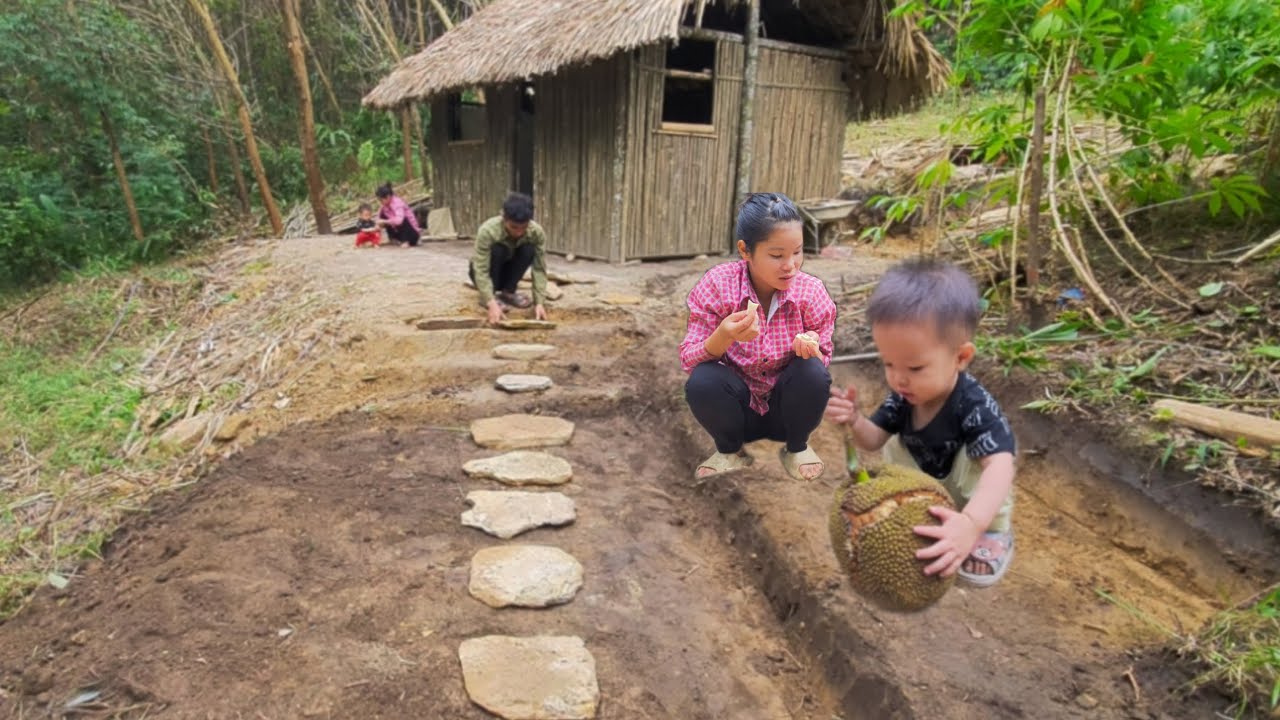 make roads, pave stones, make weeds for shacks-green forest life (ep6)