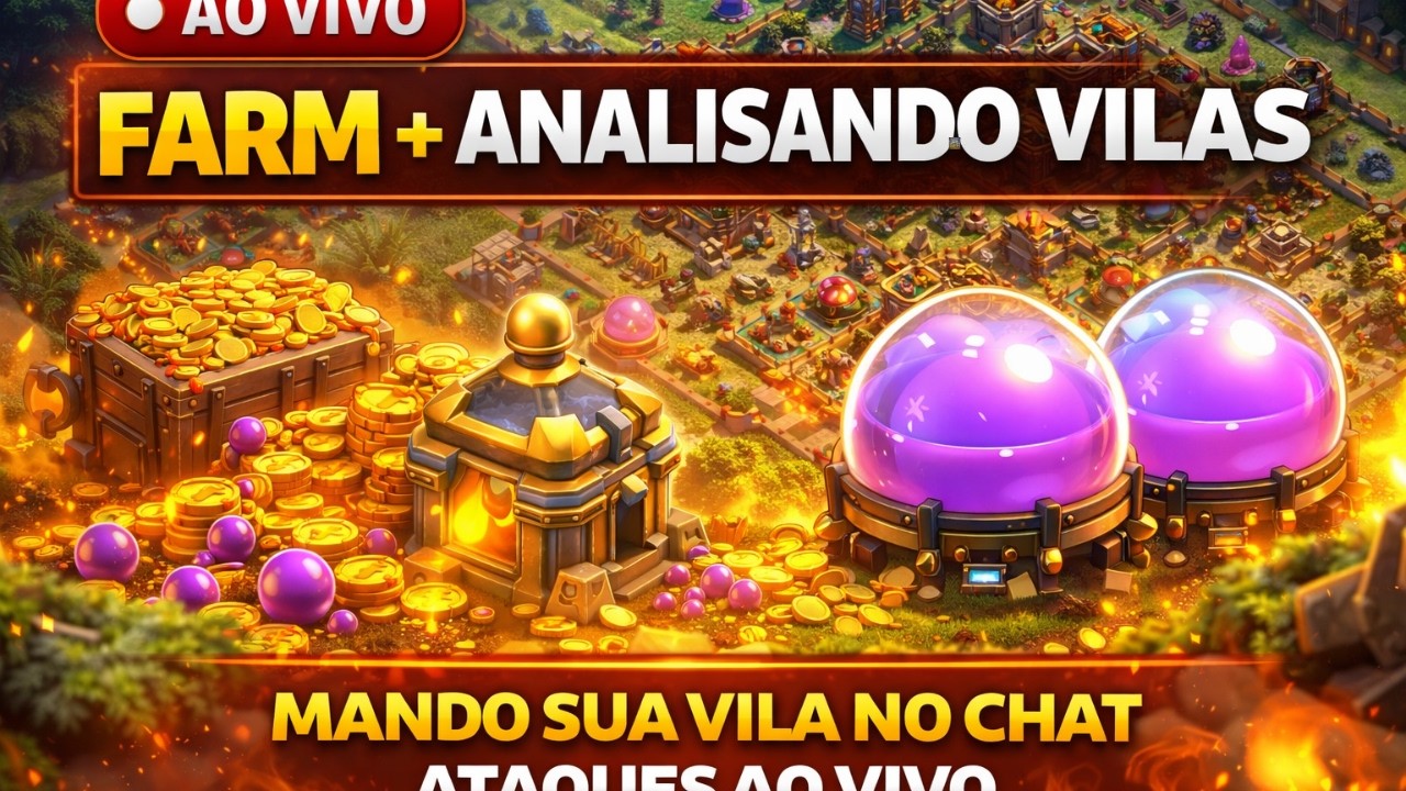 LIVE CLASH OF CLANS 🔴 | 🔥 FARM  E  ANÁLISE DE VILAS!! #clashofclans