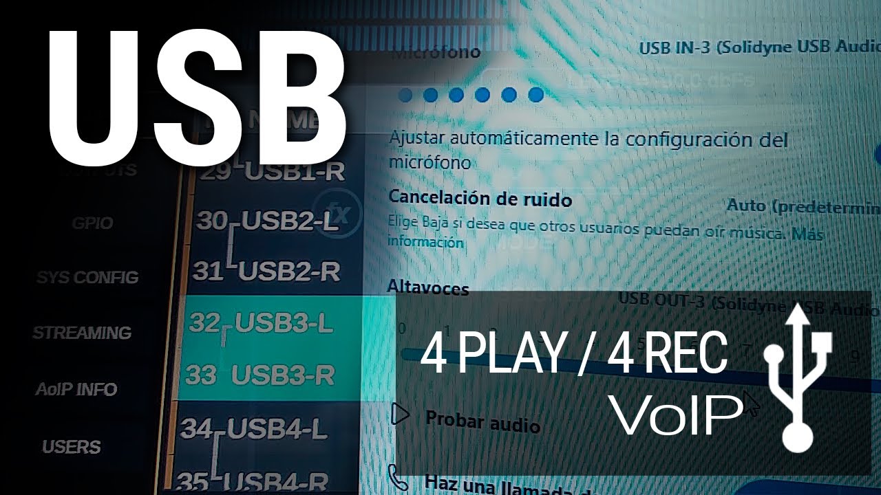 Solidyne UNIDEX - USB integrado y uso de apps VoIP (Skype, Zoom)
