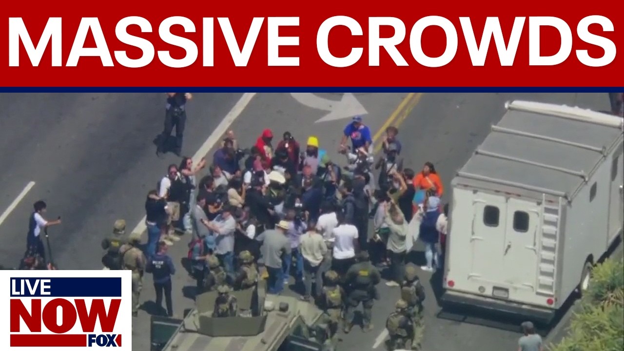 BREAKING: LA ICE raid, Mayor Karen Bass surrounded by massive crowd