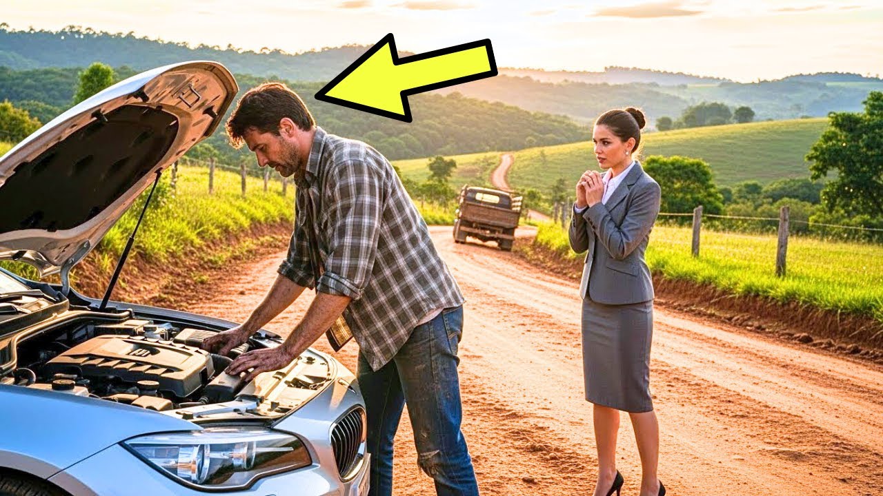 PEÃO HUMILDE PAROU PARA CONSERTAR CARRO DE MILIONÁRIA - SEM SABER QUE ERA SEU AMOR DE INFÂNCIA