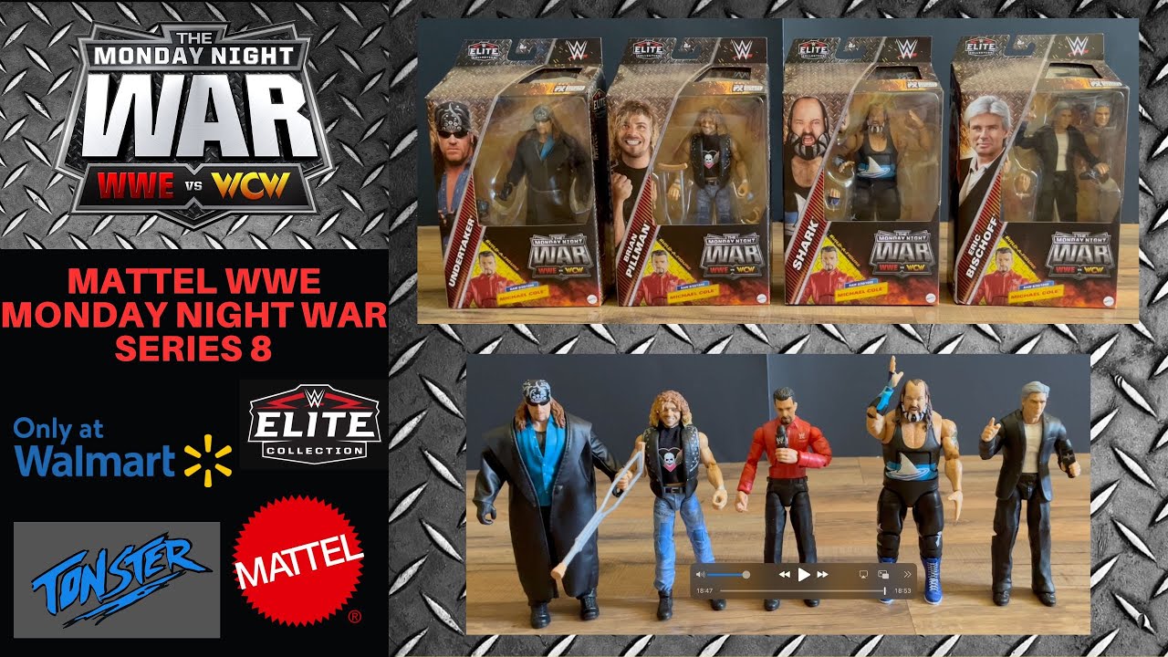 Mattel WWE Monday Night War Series 8 Unboxing & Review! Undertaker Brian Pillman Shark Eric Bischoff