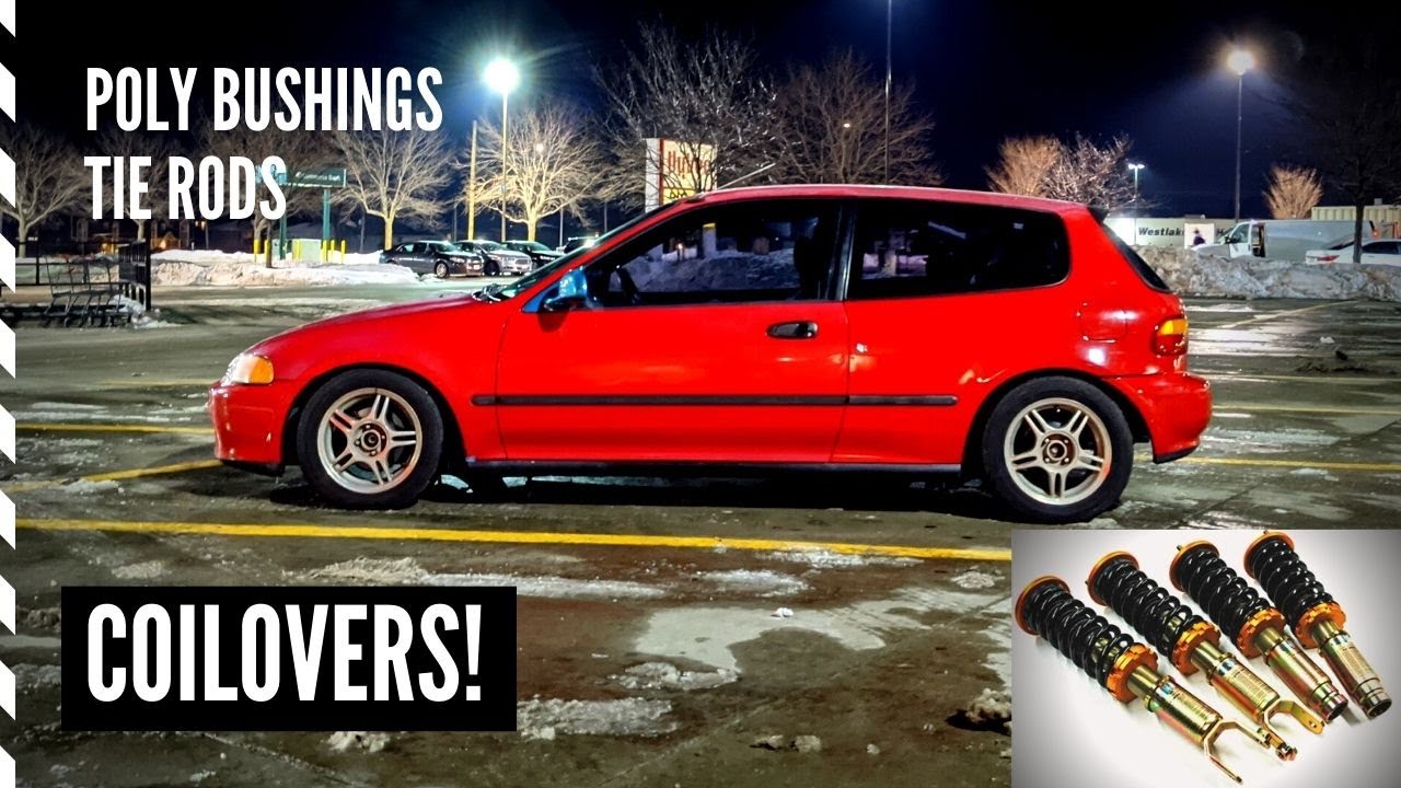 The EG Civic gets Front Coilovers, Poly Bushings, and Tie Rods!