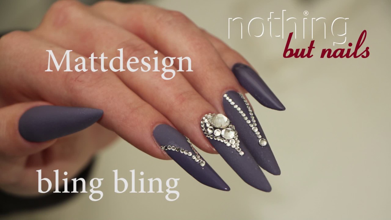 matt design gel mit bling bling swarovski naildesign   nothing but nails