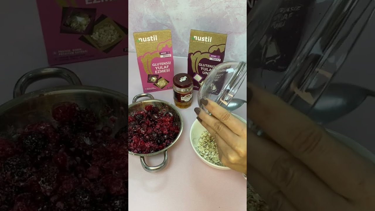 Glutensiz Yulaf Ezmeli Kırmızı Meyveli Bar Tarifi Nustil🤭🤩