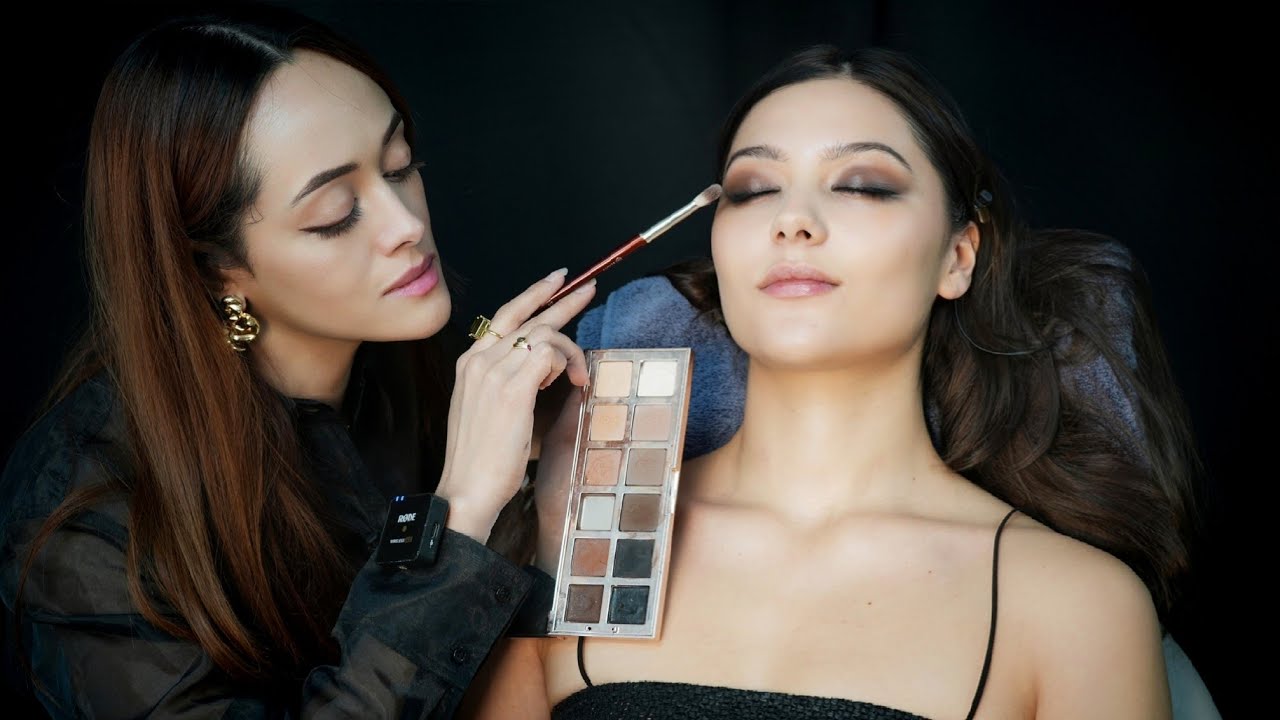 ASMR Sultry Dark Makeup | Face Prep, Bold Glam, Brush Sounds, Precision Detailing & Mist Triggers