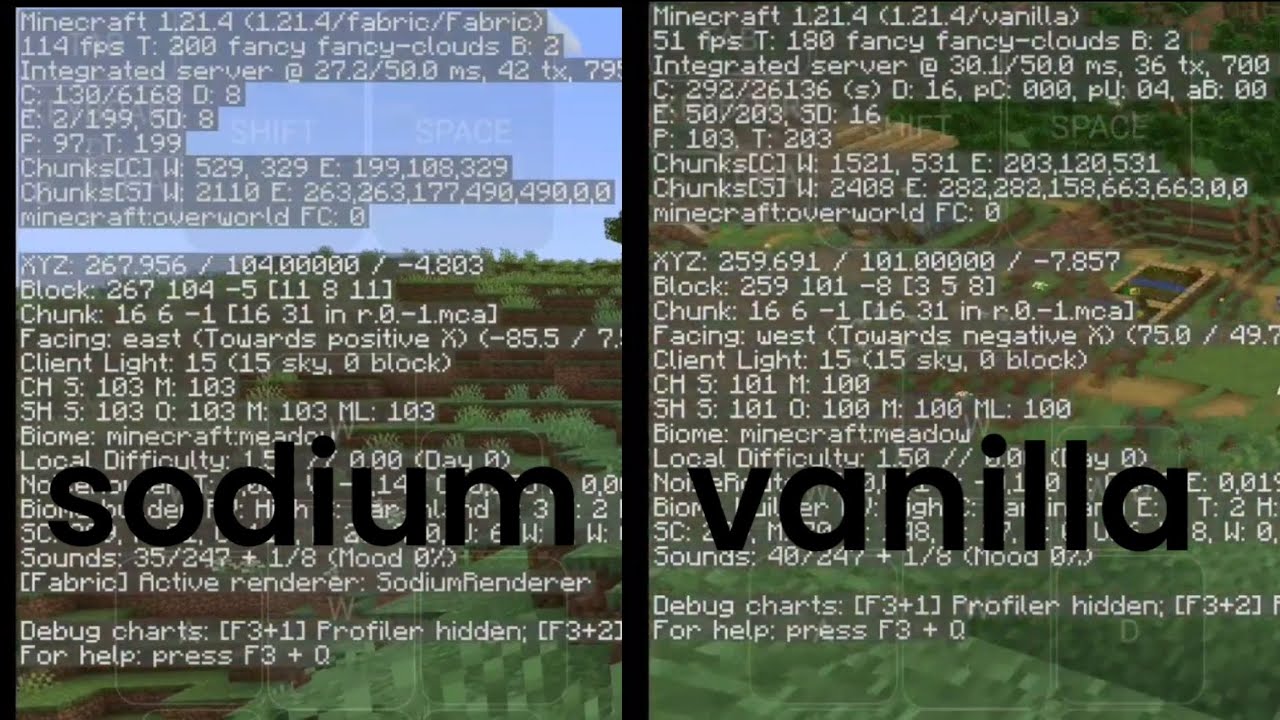 Pojavlauncher, сравнение sodium vs vanilla the Snapdragon 7 gen 3