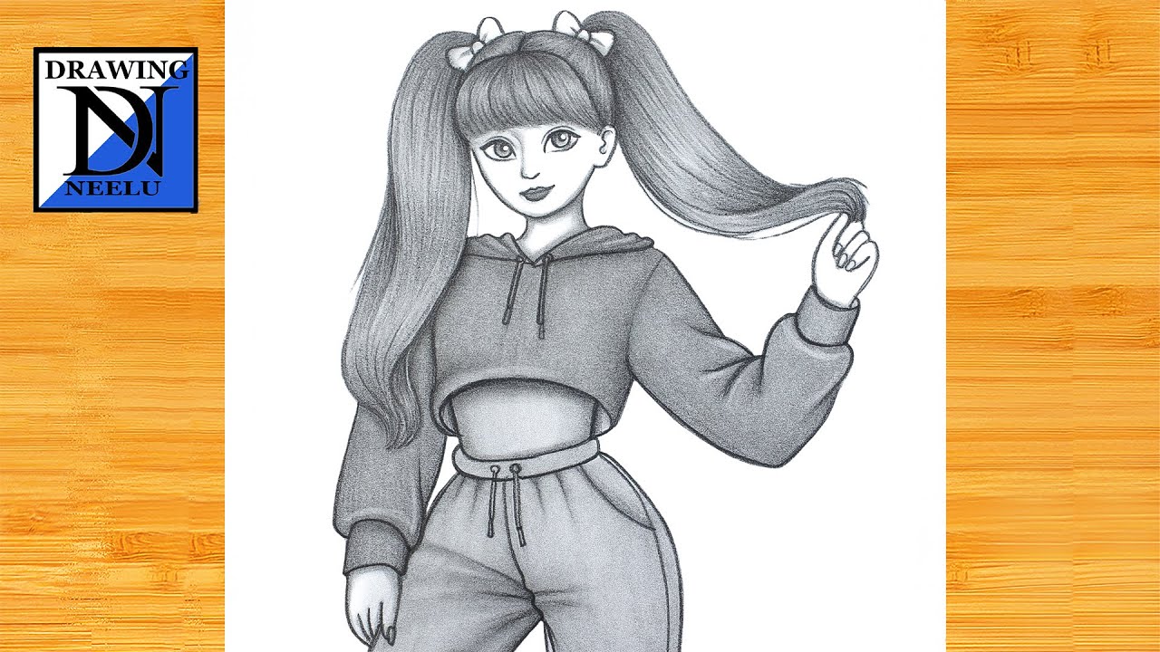 Cute Anime Girl with Double Ponytails || Pencil Drawing || Pencil Sketch Tutorial | Girl drawing