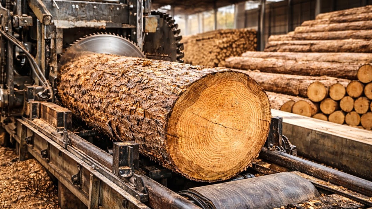 Giant Cedar Logs Turned Into Luxury Roof Shingles in Seconds